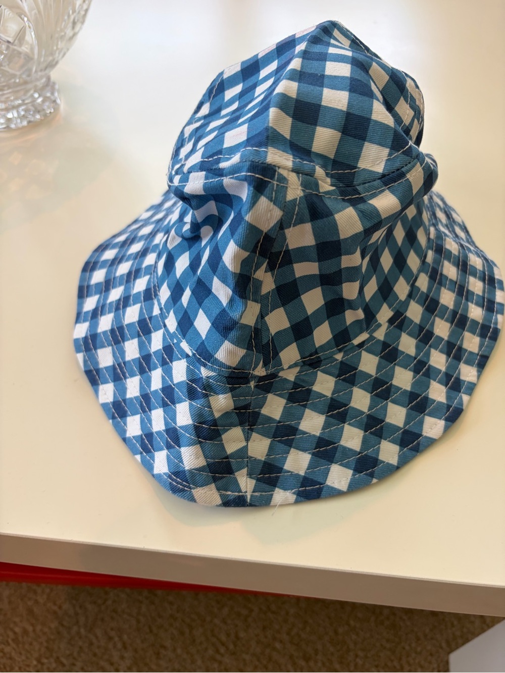 J. Crew Blue and White Gingham Bucket Hat
